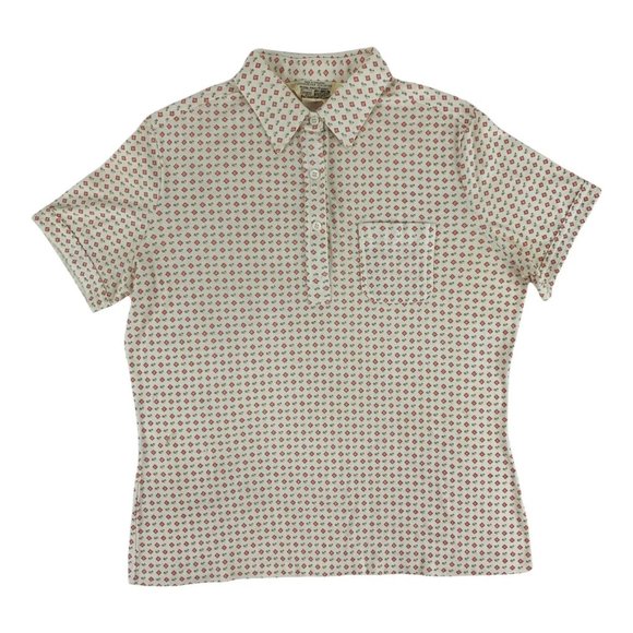 Vintage 70s Polo Shirt Women's Extra Large Sears S Logo Print Top - Picture 1 of 10